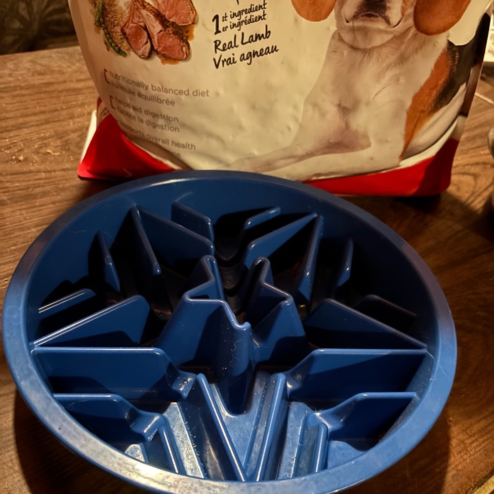 Blue Slow Feeder Dog Bowl